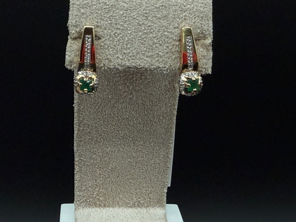 СЕРЬГИ Бриллиант, изумруд (Au 585)