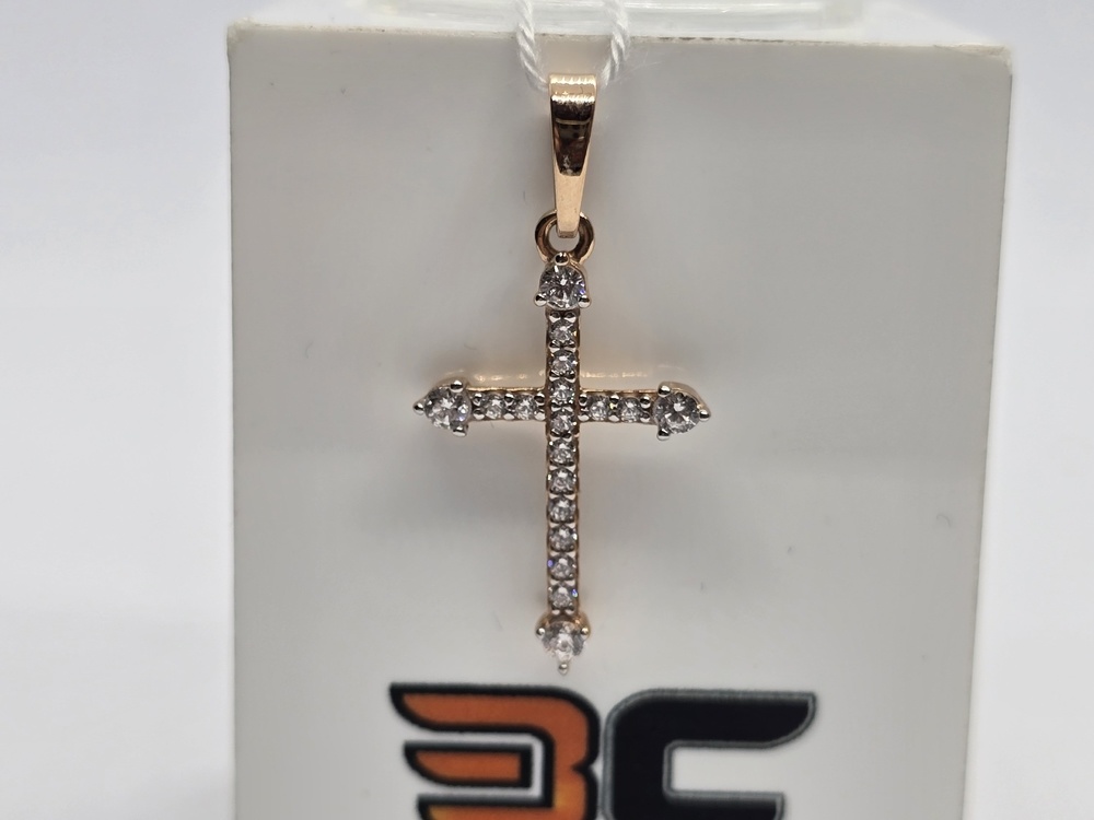 ПОДВЕСКА КРЕСТ С КАМНЯМИ (Au 585)