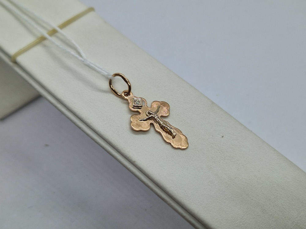 ПОДККИ585 ПОДВЕСКА КРЕСТ С КАМНЕМ (Au 585)