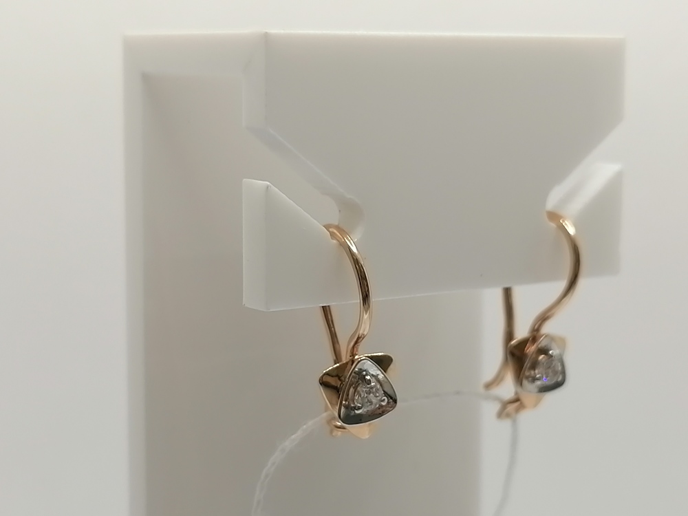 СЕРЬГИ ПЕТЕЛЬКА с камнем (Au 585)