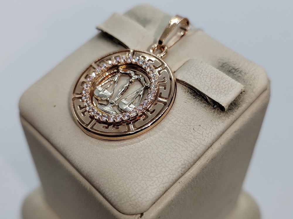 ПОДВЕСКА ЗНАК ЗОДИАКА ВЕСЫ с камнями (Au 585)