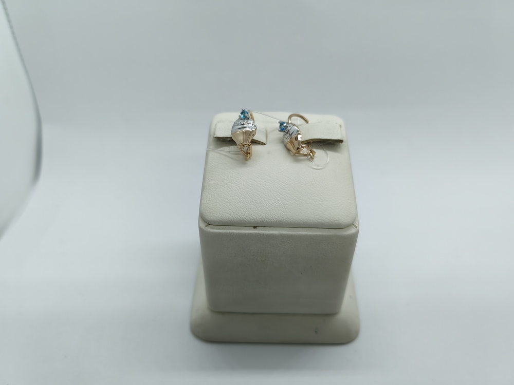 СЕРЬГИ ПЕТЕЛЬКА с камнями (Au 585)