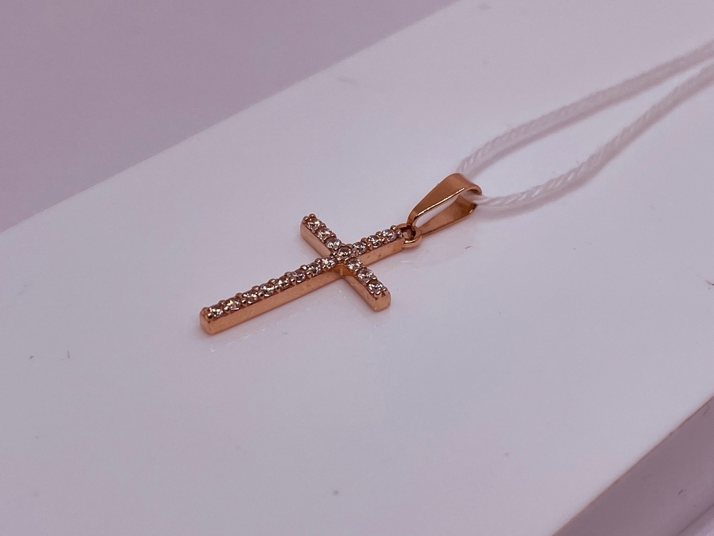 ПОДККИ585 ПОДВЕСКА КРЕСТ С КАМНЯМИ (Au 585)