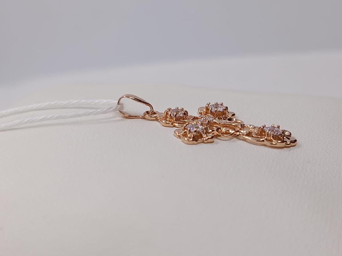 ПОДВЕСКА КРЕСТ С КАМНЯМИ (Au 585)