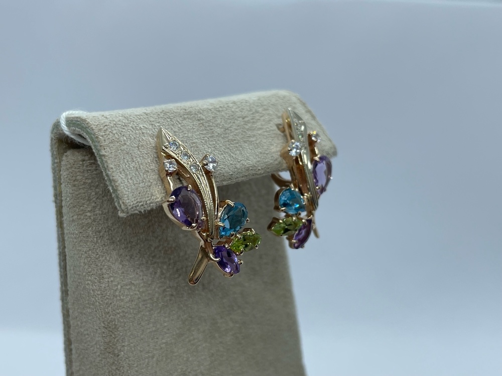 СКМИ585 СЕРЬГИ С КАМНЯМИ (Au 585)