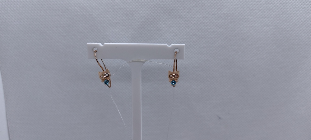 СЕРЬГИ ПЕТЕЛЬКА с камнем (Au 585)