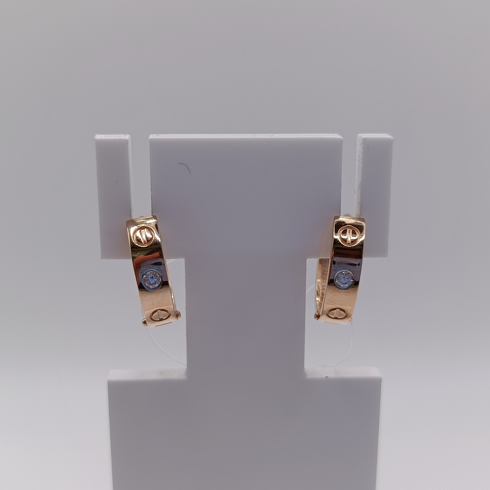 803-02390-10-00-20-00 СЕРЬГИ КОЛЬЦА с камнями (Au 585)