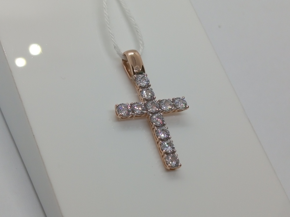 ПОДВЕСКА КРЕСТ С КАМНЯМИ (Au 585)