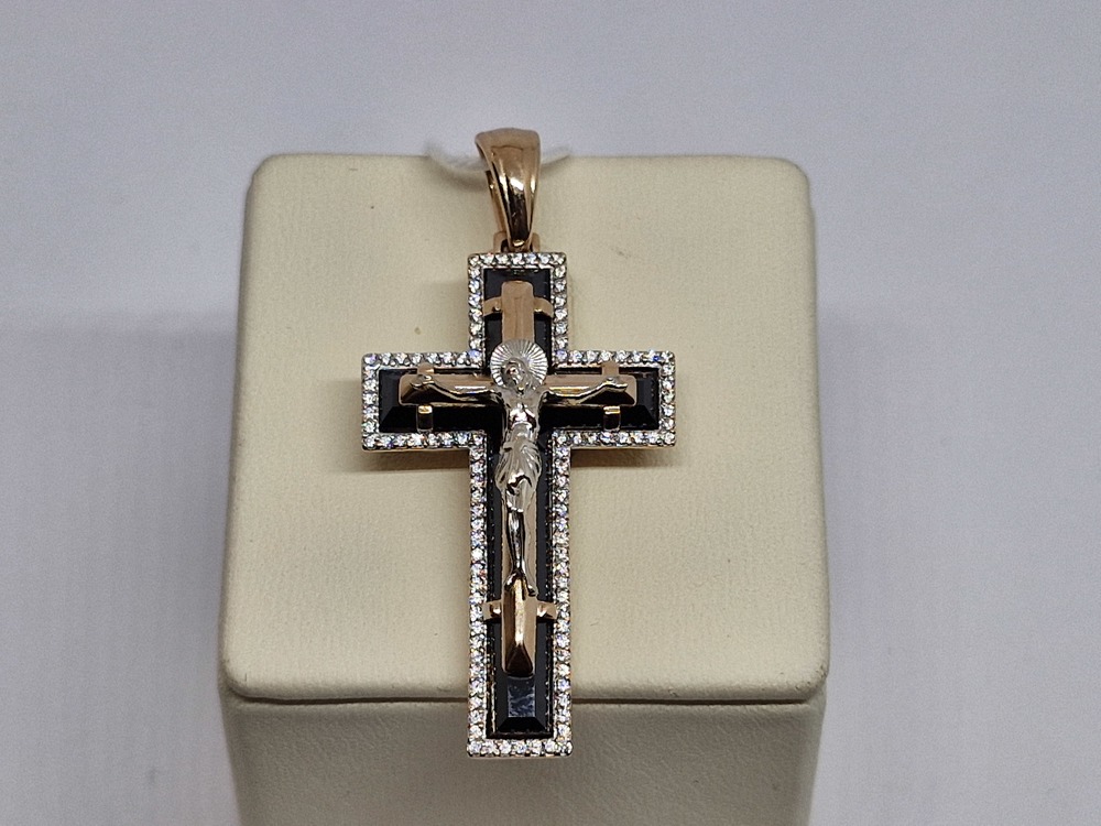 ПОДВЕСКА КРЕСТ С КАМНЯМИ (Au 585)