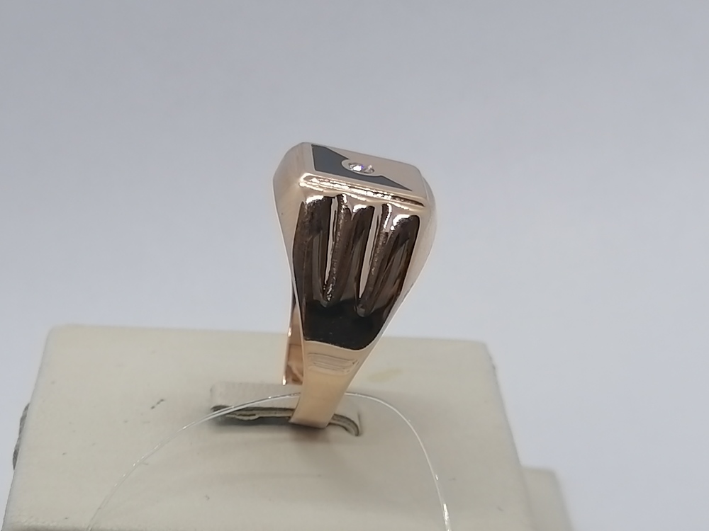 4187эс10 КОЛЬЦО ПЕЧАТКА Эмаль с камнем (Au 585)