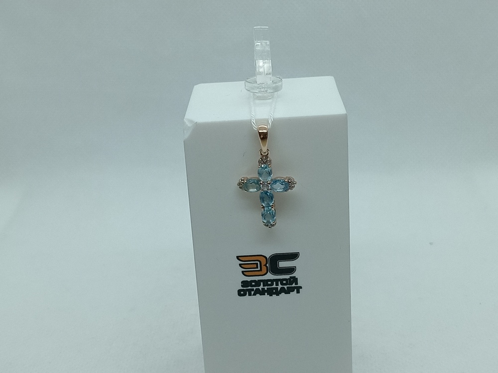 ПОДККИ585 ПОДВЕСКА КРЕСТ С КАМНЯМИ (Au 585)