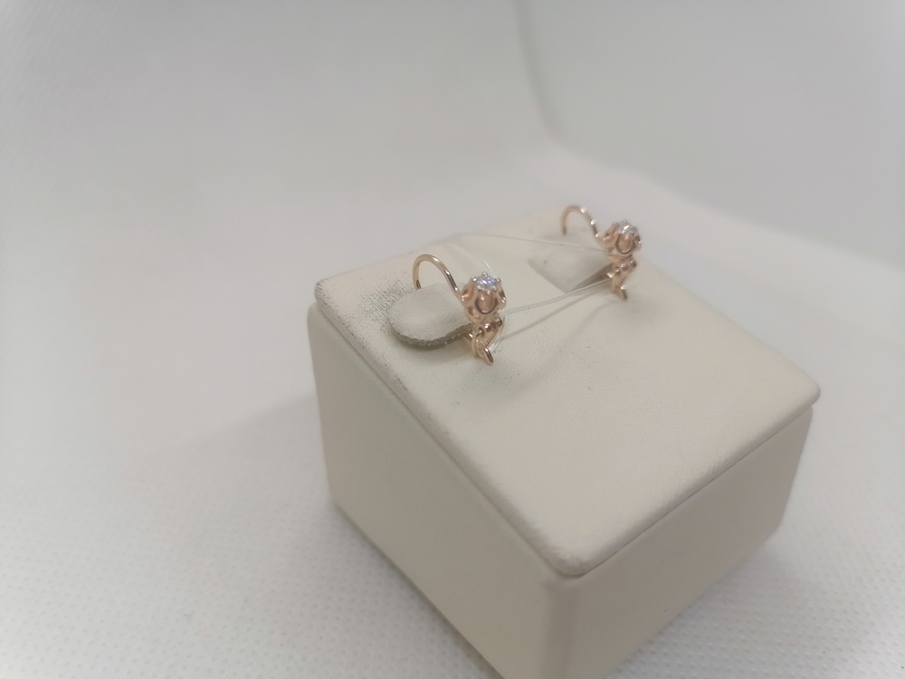 СЕРЬГИ ПЕТЕЛЬКА с камнем (Au 585)