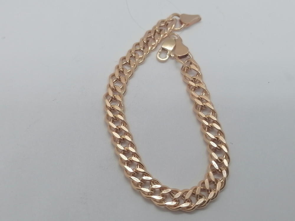 7120154П-18 БРАСЛЕТ ПУСТОТЕЛЫЙ Ромб двойной (Au 585)