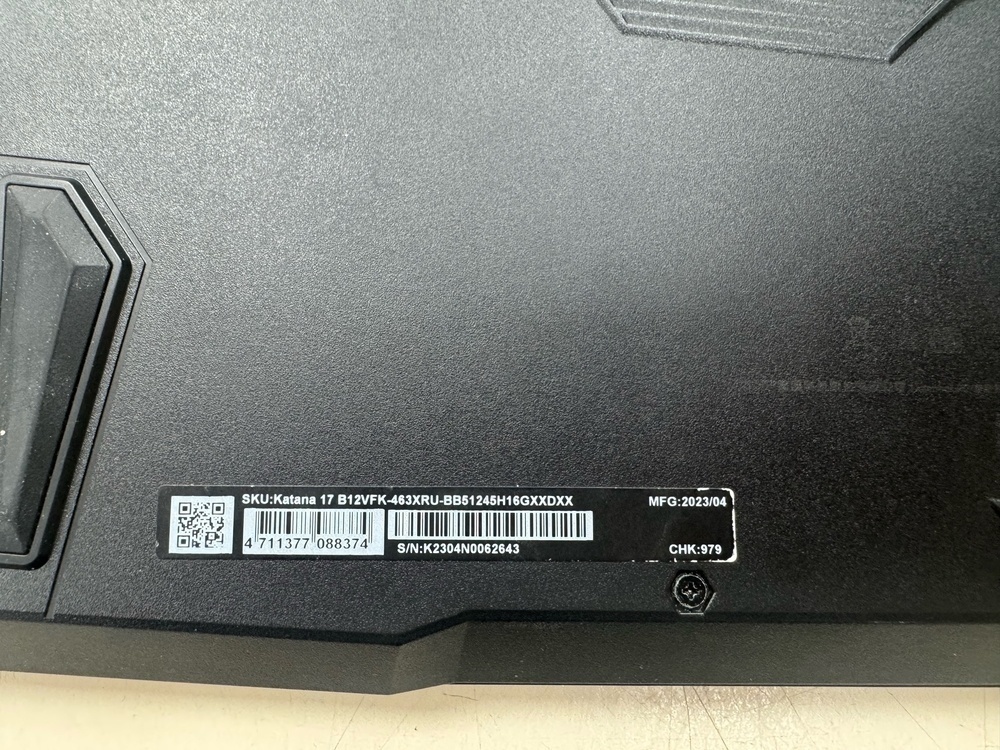 Ноутбук MSI Katana 17 B12V; Core I5-12450H, Geforce RTX 4060, 16 Гб, 1 Tb, Нет