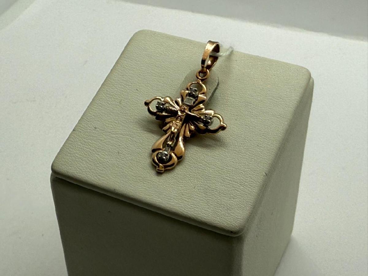 ПОДВЕСКА КРЕСТ С КАМНЯМИ (Au 585)