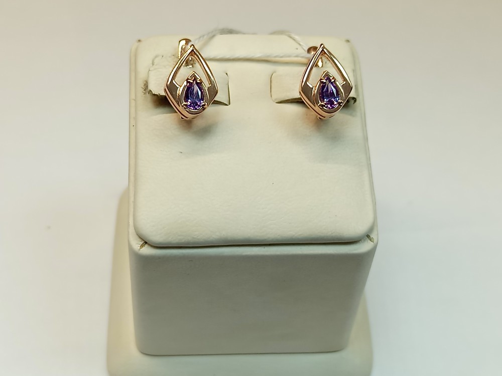 СКМ585 СЕРЬГИ С КАМНЕМ (Au 585)