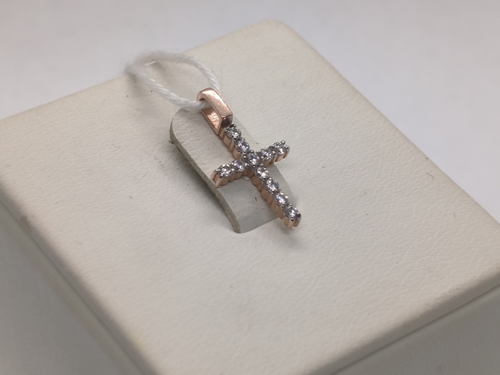 ПОДВЕСКА КРЕСТ С КАМНЯМИ (Au 585)