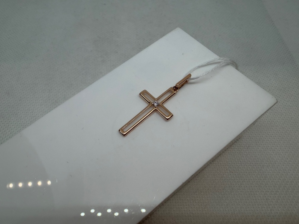 ПОДККИ585 ПОДВЕСКА КРЕСТ С КАМНЕМ (Au 585)