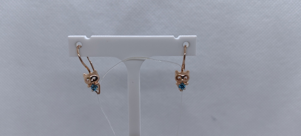 СЕРЬГИ ПЕТЕЛЬКА с камнем (Au 585)