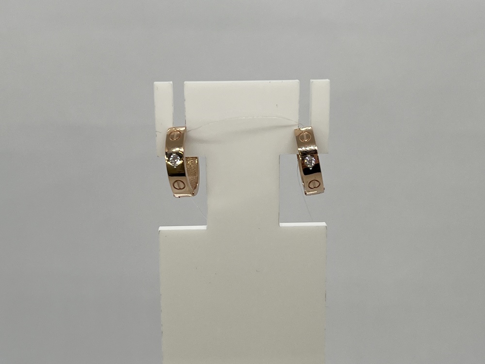 803-02390-10-00-20-00 СЕРЬГИ КОЛЬЦА с камнями (Au 585)