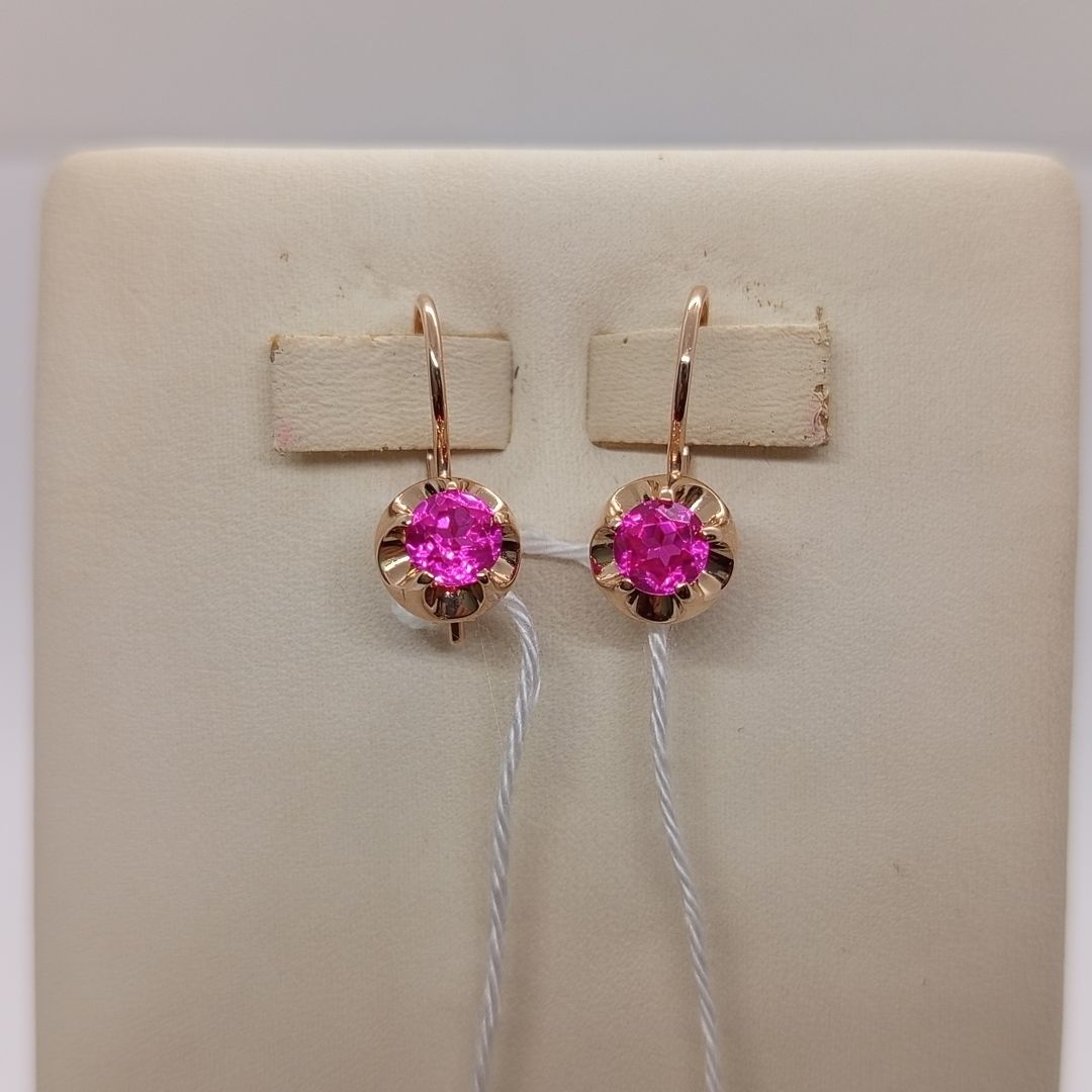 СКМ585 СЕРЬГИ С КАМНЕМ (Au 585)