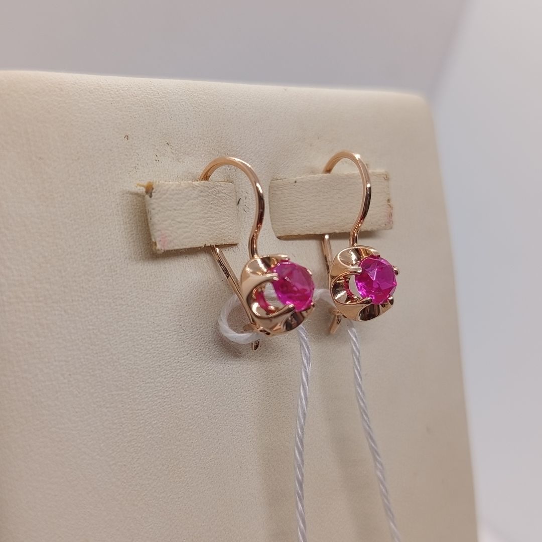 СКМ585 СЕРЬГИ С КАМНЕМ (Au 585)