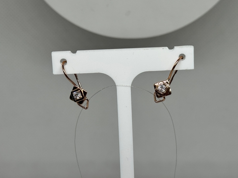 СЕРЬГИ ПЕТЕЛЬКА с камнем (Au 585)