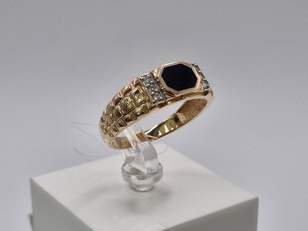 КОЛЬЦО ПЕЧАТКА с камнями (Au 585)