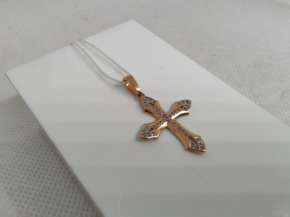 ПОДККИ585 ПОДВЕСКА КРЕСТ С КАМНЯМИ (Au 585)