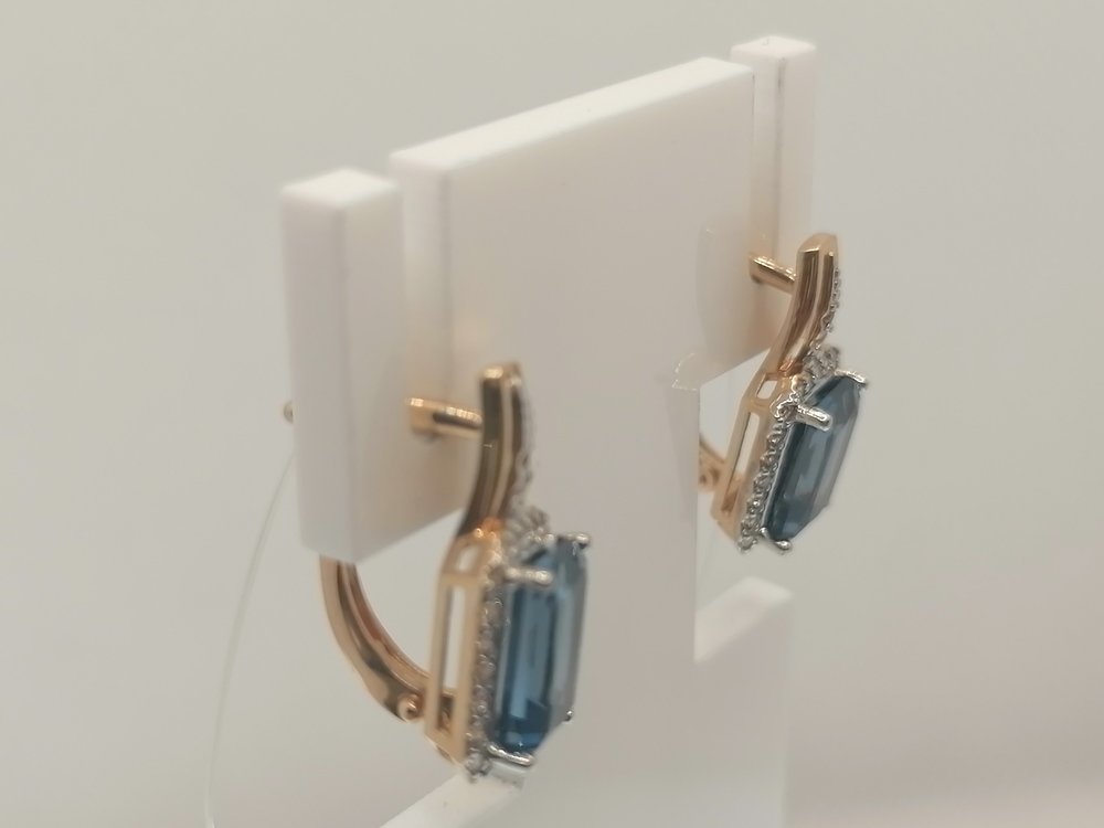 СЕРЬГИ ЛОНДОН ТОПАЗ с камнями (Au 585)