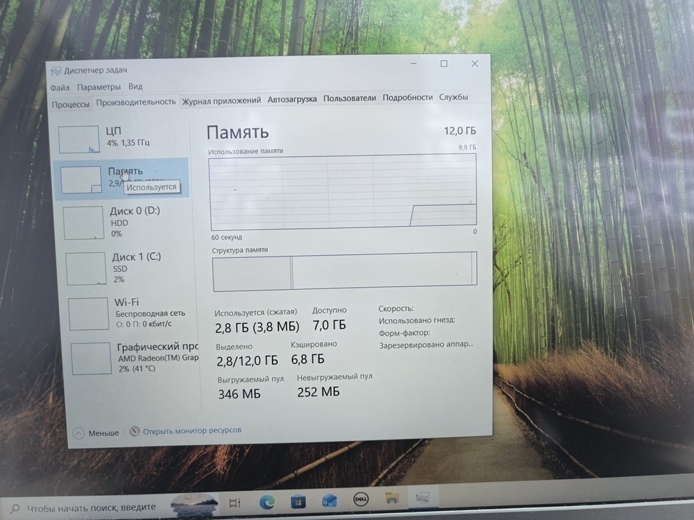Ноутбук DELL; Ryzen 5 3450U, Radeon Graphics, 12 Гб, 240 Гб, 1 Tb
