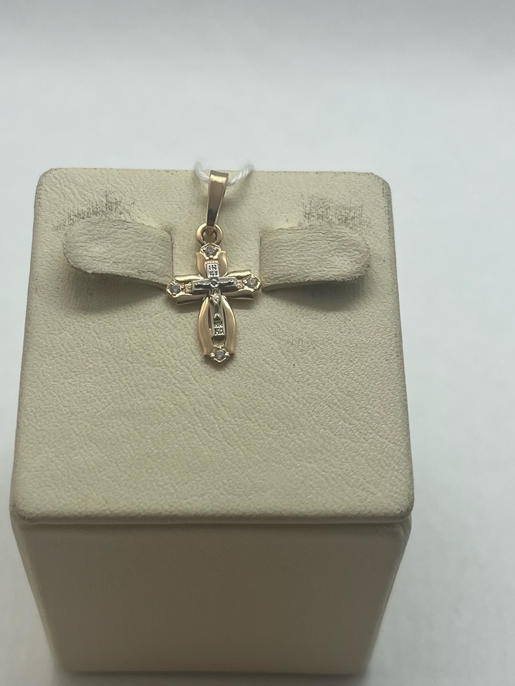 ПОДВЕСКА КРЕСТ С КАМНЯМИ (Au 585)