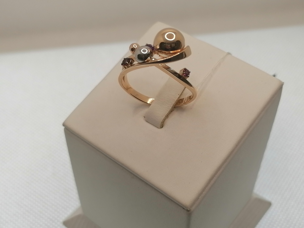 КОЛЬЦО АМЕТИСТ.ГРАНАТ (Au 585)