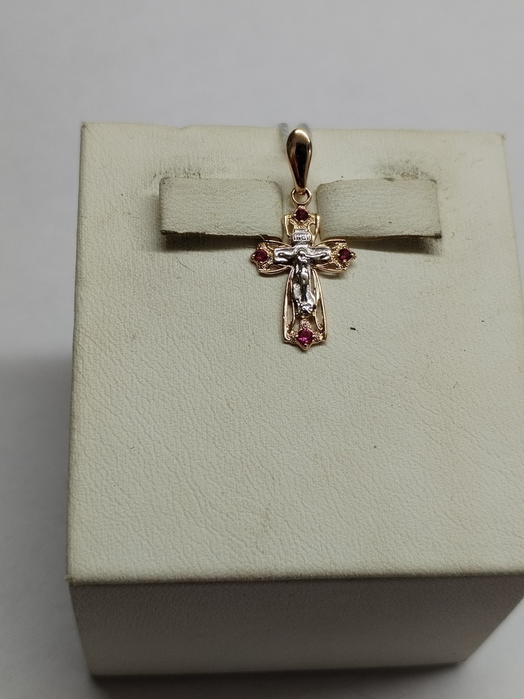 ПОДККИ585 ПОДВЕСКА КРЕСТ С КАМНЯМИ (Au 585)