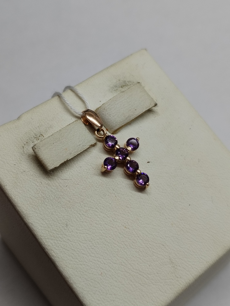 ПОДККИ585 ПОДВЕСКА КРЕСТ С КАМНЯМИ (Au 585)