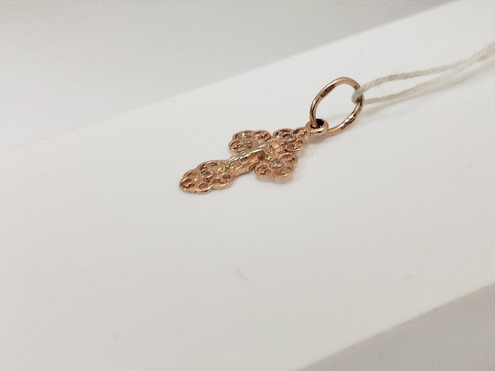 ПОДККИ585 ПОДВЕСКА КРЕСТ С КАМНЯМИ (Au 585)