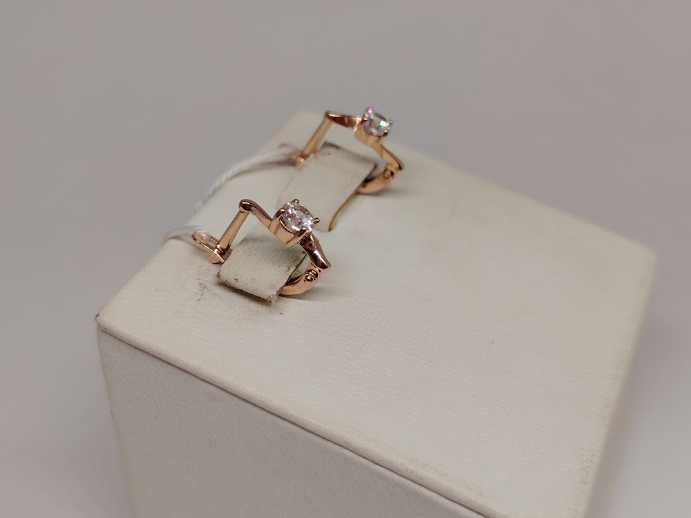 СКМ585 СЕРЬГИ С КАМНЕМ (Au 585)