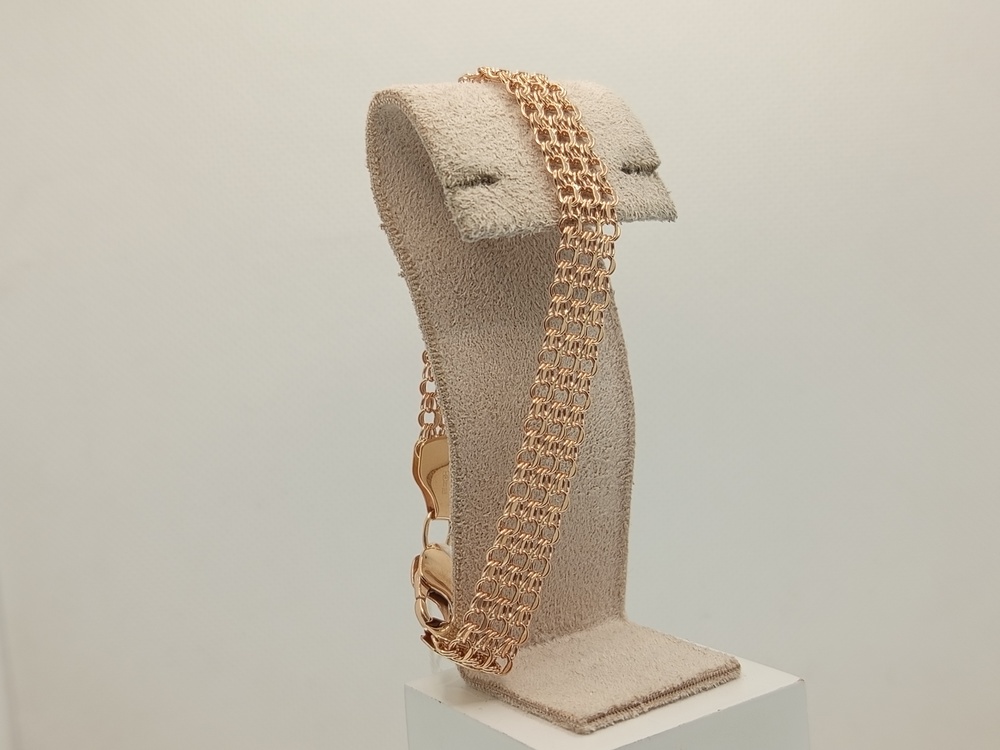 Бисмарк Б50 Трехрядный БРАСЛЕТ ПУСТОТЕЛЫЙ (Au 585)