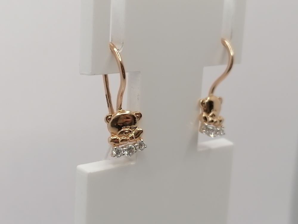 СЕРЬГИ ПЕТЕЛЬКА с камнями (Au 585)