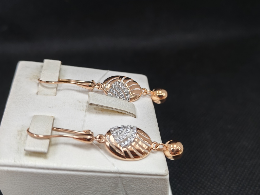 СЕРЬГИ ПЕТЕЛЬКА с камнями (Au 585)