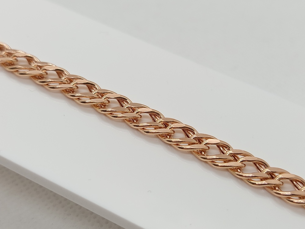 7120154П-21 БРАСЛЕТ ПУСТОТЕЛЫЙ Ромб двойной (Au 585)