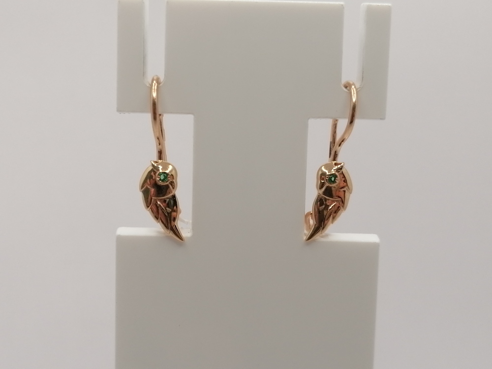 СЕРЬГИ ПЕТЕЛЬКА с камнем (Au 585)