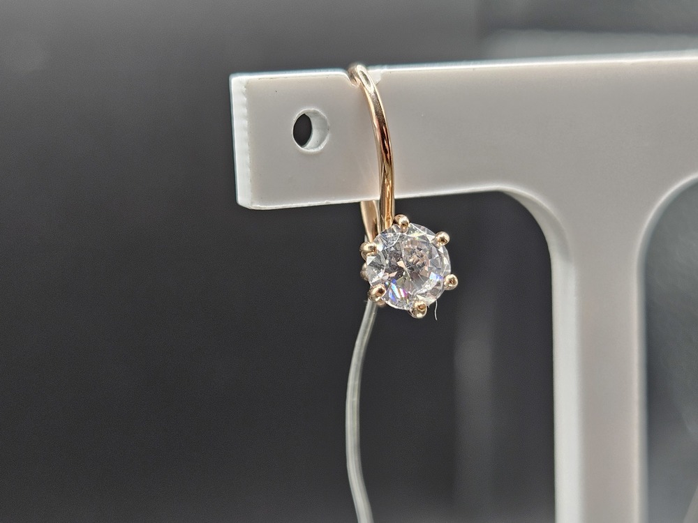 СЕРЬГИ ПЕТЕЛЬКА с камнем (Au 585)