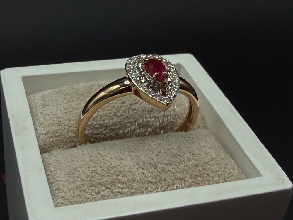 КОЛЬЦО Бриллиант, рубин (Au 585)