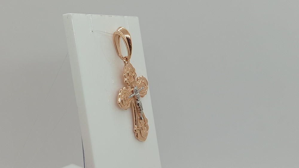 01-408082 ПОДВЕСКА КРЕСТ без камня (Au 585)