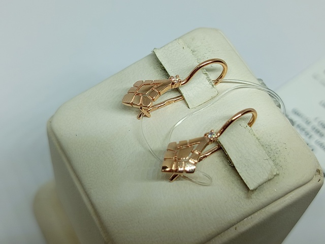 СЕРЬГИ ПЕТЕЛЬКА с камнем (Au 585)