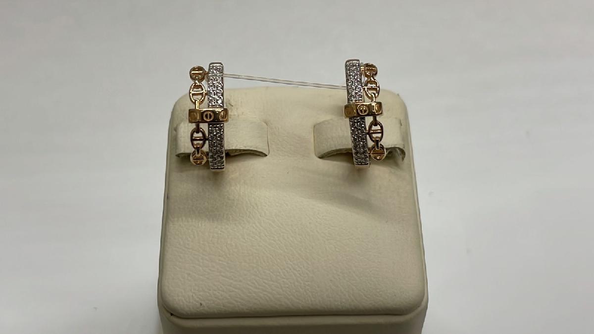 С4928 СЕРЬГИ КОЛЬЦА с камнями (Au 585)