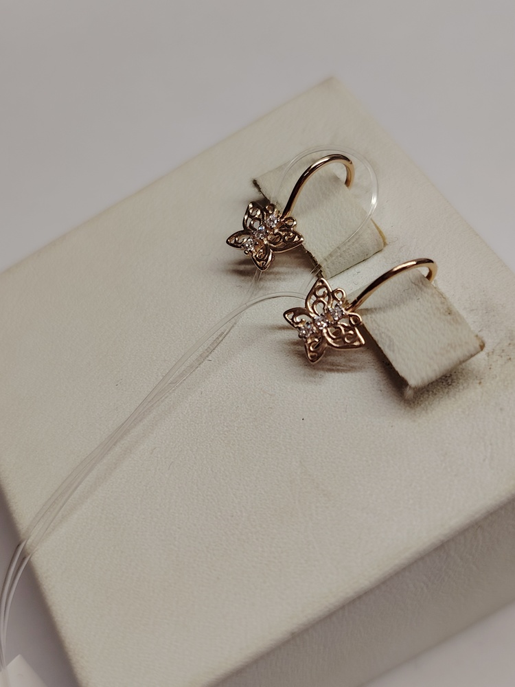 СЕРЬГИ ПЕТЕЛЬКА с камнями (Au 585)