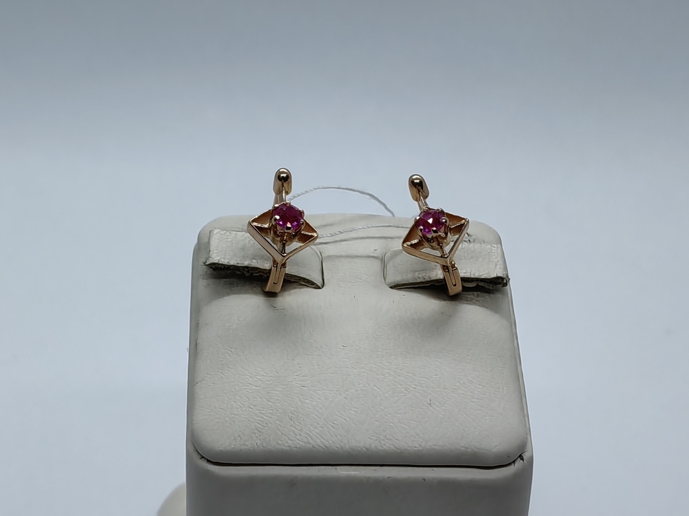 СКМ585 СЕРЬГИ С КАМНЕМ (Au 585)