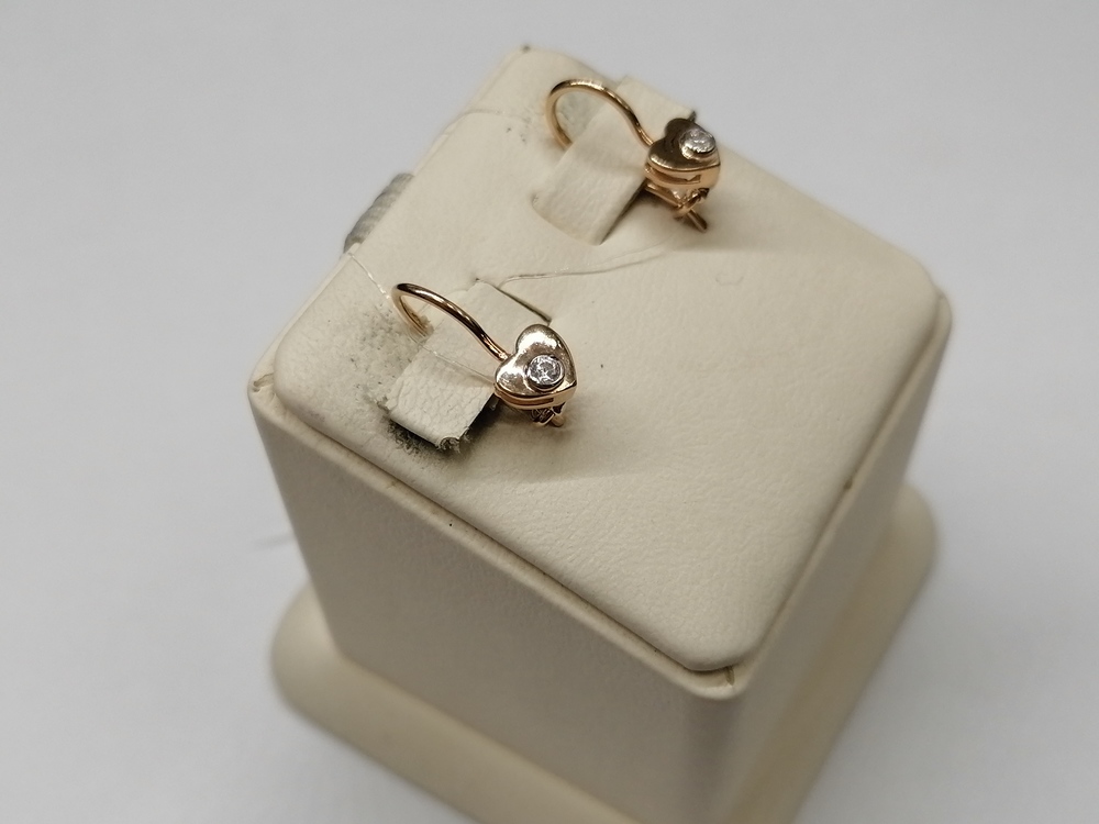 СЕРЬГИ ПЕТЕЛЬКА с камнем (Au 585)